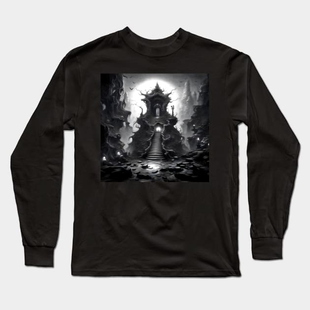 Midnight Ascent: Castle of Shadows Long Sleeve T-Shirt by Dark Juliettes